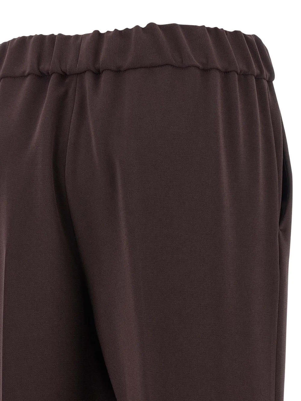 Alberto Biani Elastic Waistband Straight Leg Trousers With Side Pockets In Brown