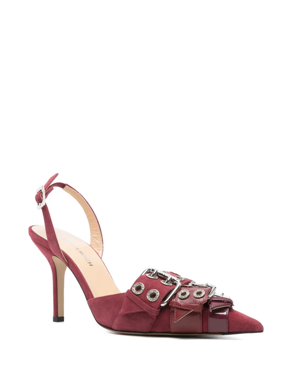 MACH & MACH 100mm buckle-detail eyelet pumps Red