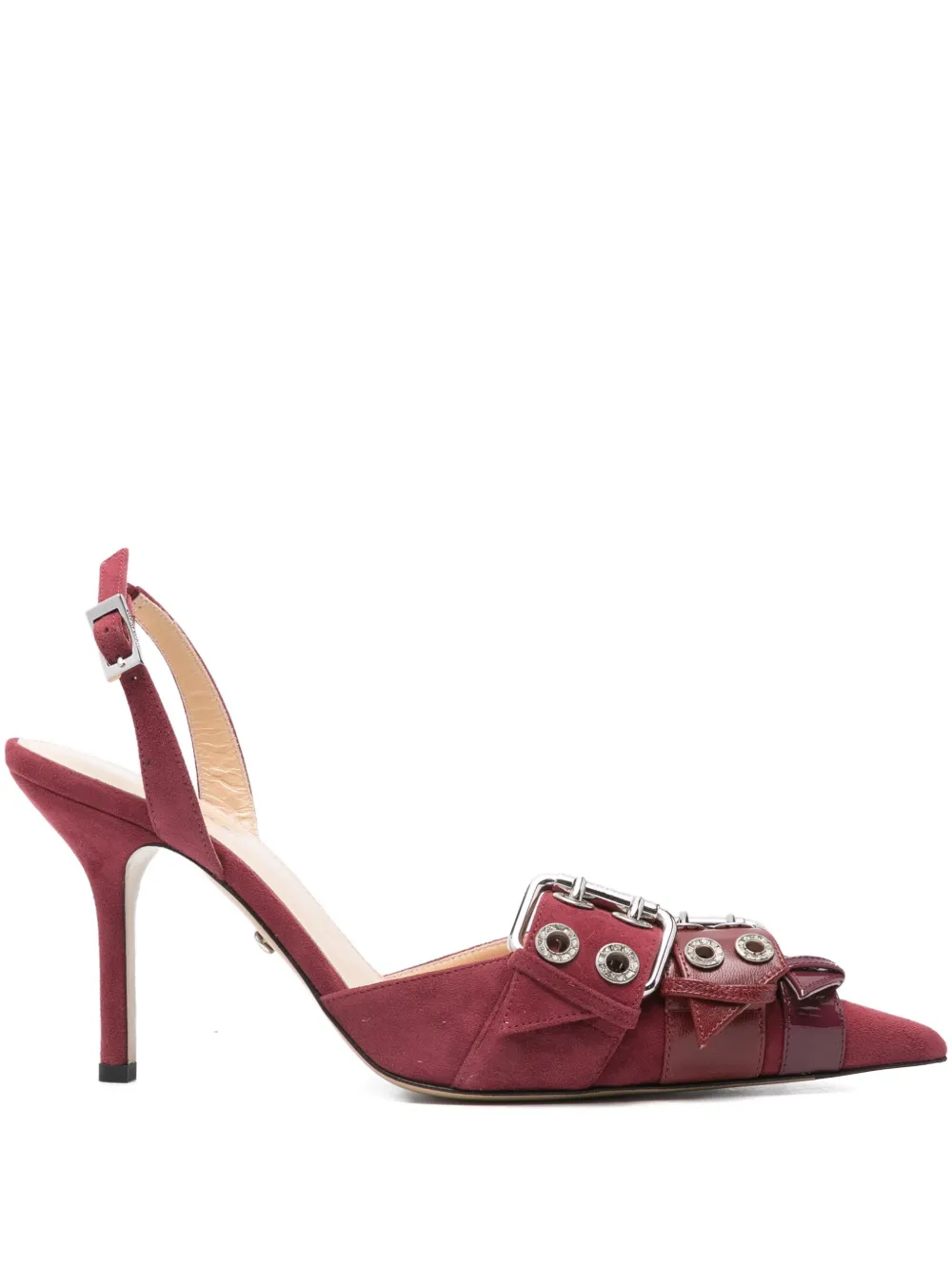MACH & MACH 100mm buckle-detail eyelet pumps Red