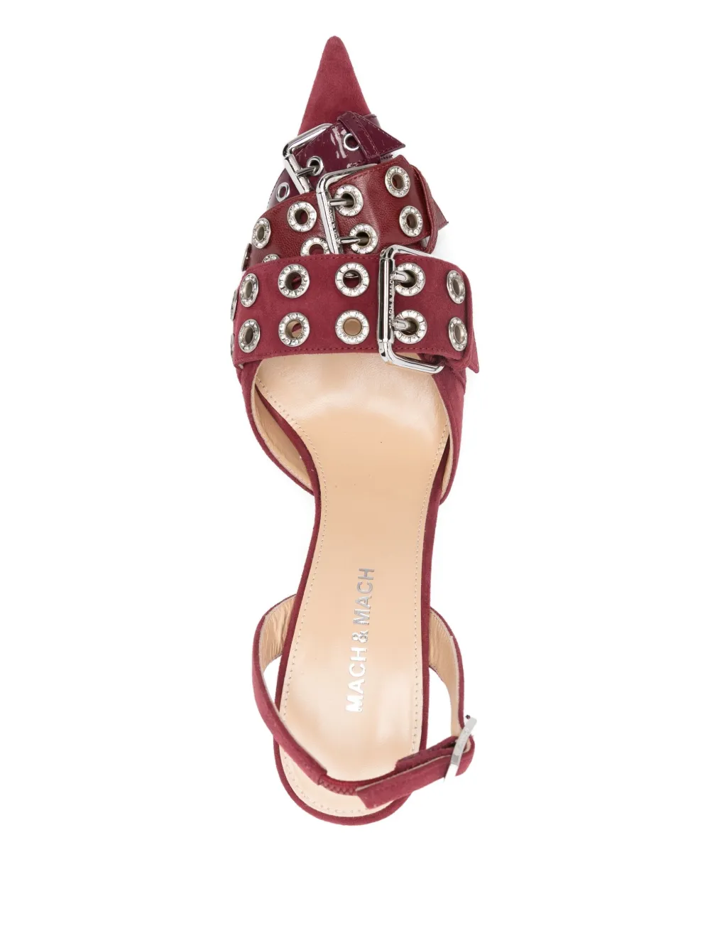MACH & MACH 100mm buckle-detail eyelet pumps Red