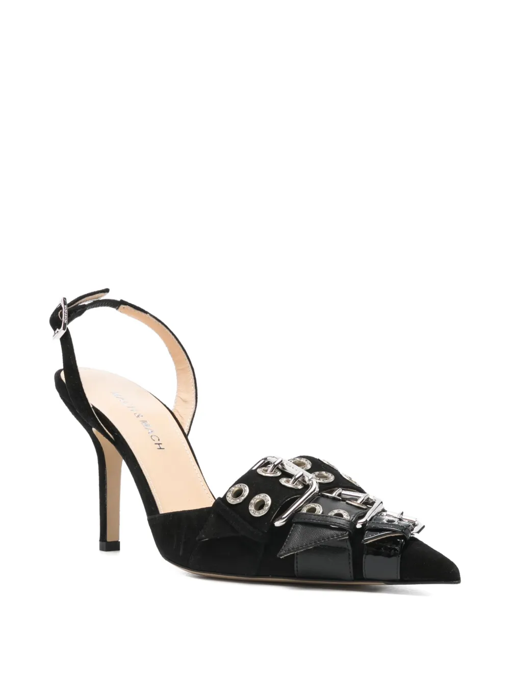 MACH & MACH 100mm buckle-detail pointed-toe pumps Black