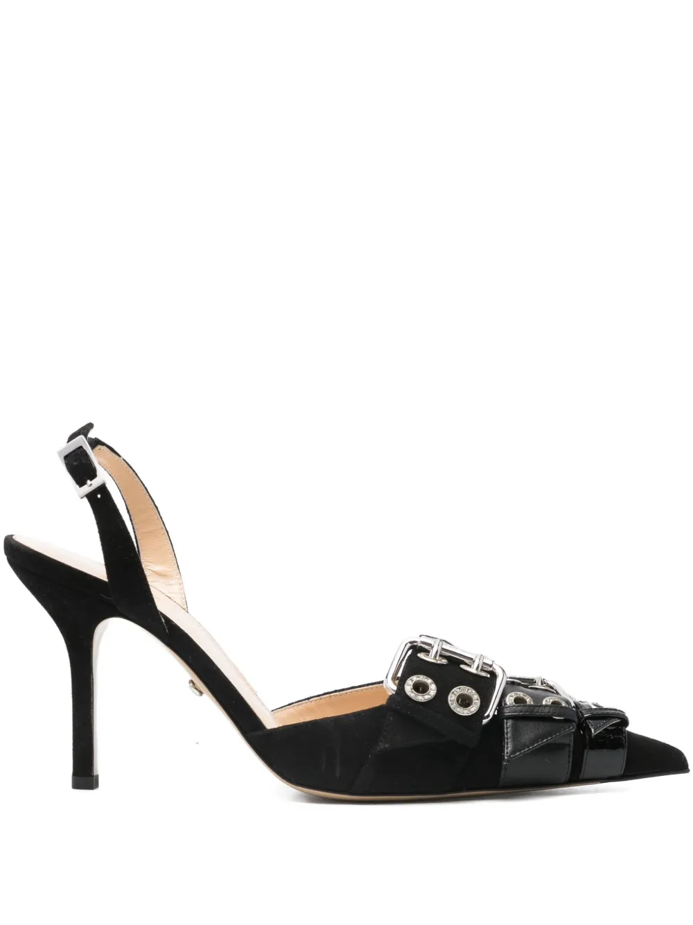 MACH & MACH 100mm buckle-detail pointed-toe pumps Black