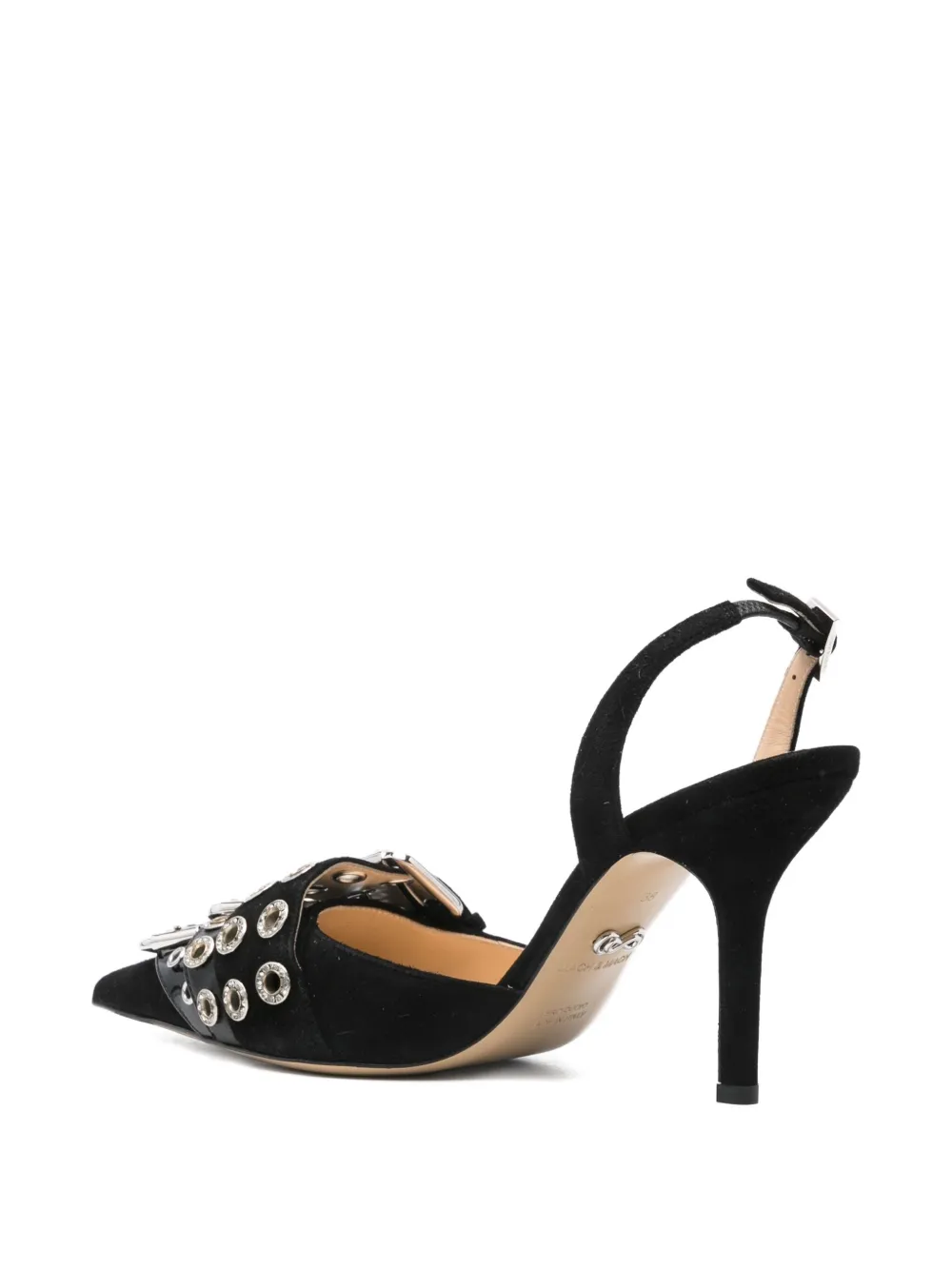 MACH & MACH 100mm buckle-detail pointed-toe pumps Black