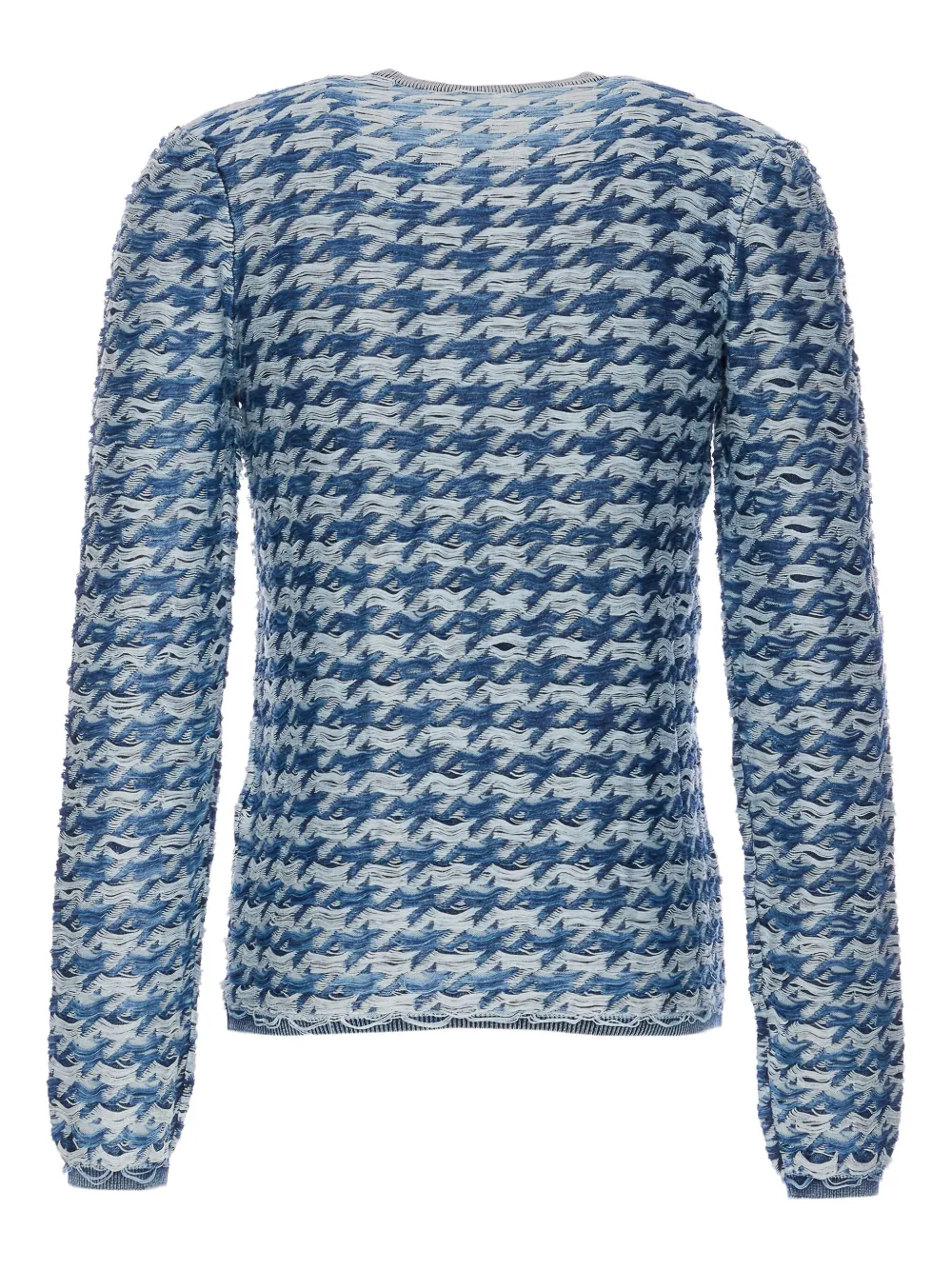 Diesel Trui met pied-de-poule print en ronde hals - Blauw