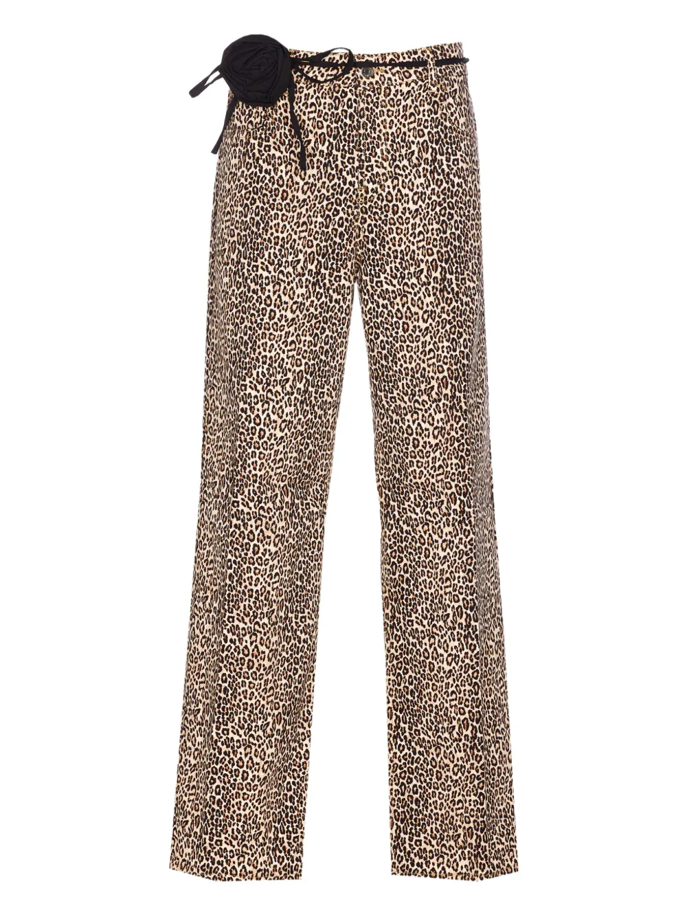 Liu •jo Trousers Animal Print Roses Detail In Brown
