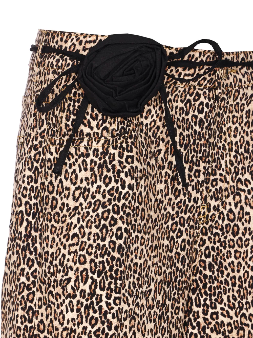 Liu •jo Trousers Animal Print Roses Detail In Brown