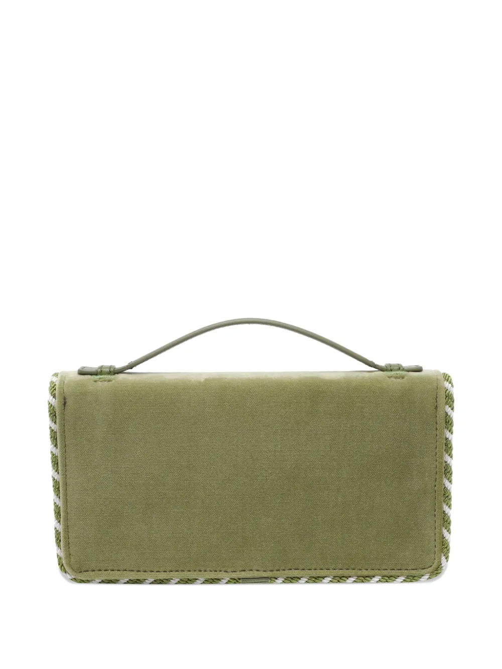 Valentino Garavani small VLogo Signature velvet clutch bag - Groen