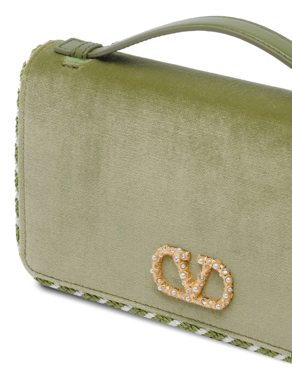Valentino Garavani VLogo Signature kleine fluwelen clutch Groen