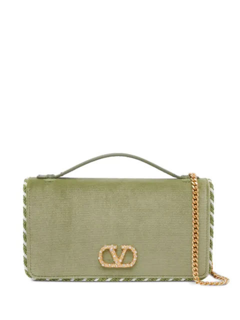 Valentino Garavani small VLogo Signature velvet clutch bag