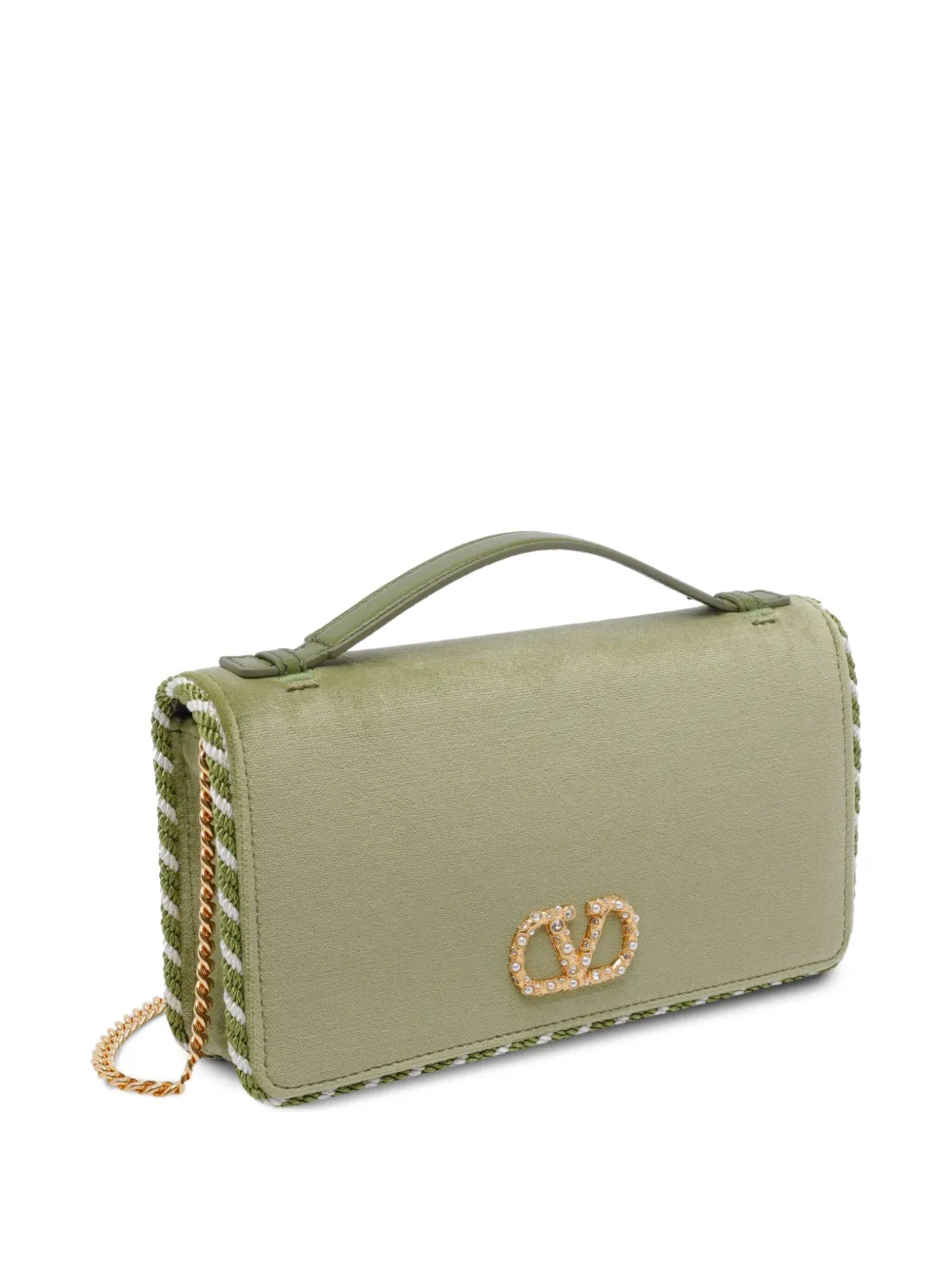 Valentino Garavani VLogo Signature kleine fluwelen clutch Groen