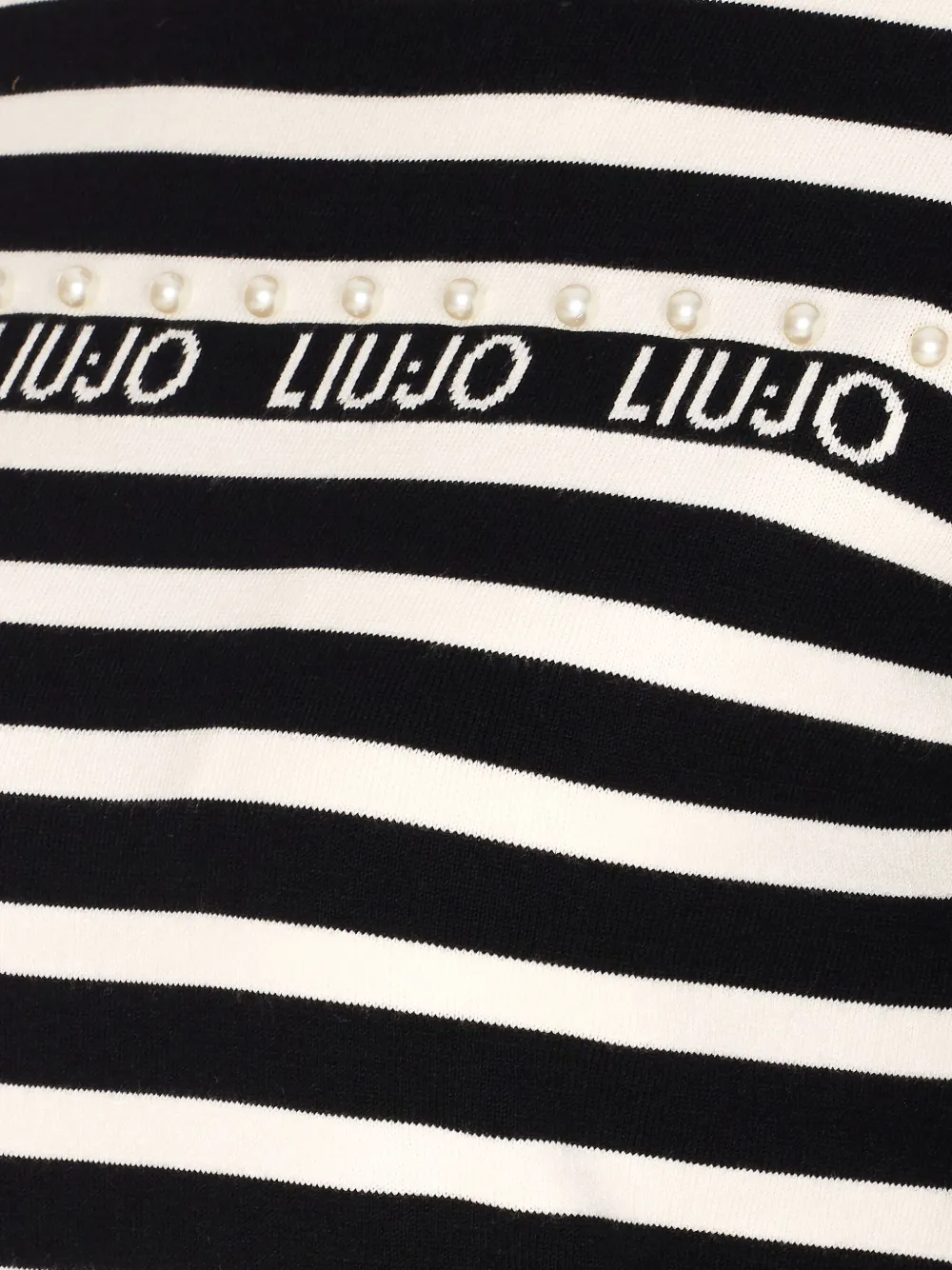 Liu •jo Pearl-embellished Striped Sweater In Black
