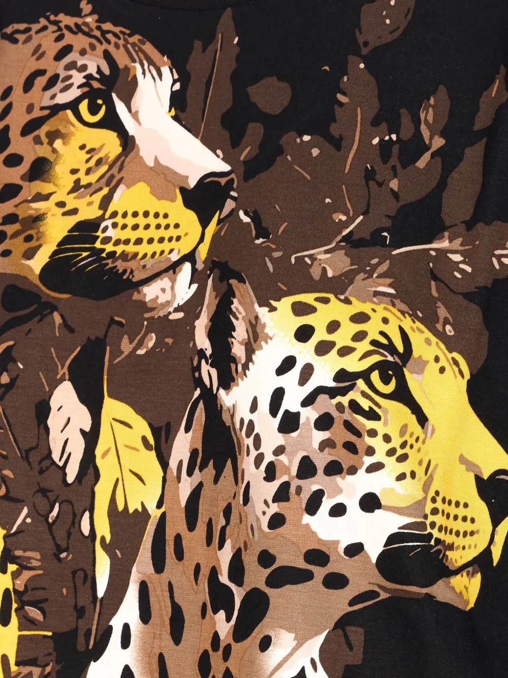 Liu •jo Leopard-print Crew-neck T-shirt In Black