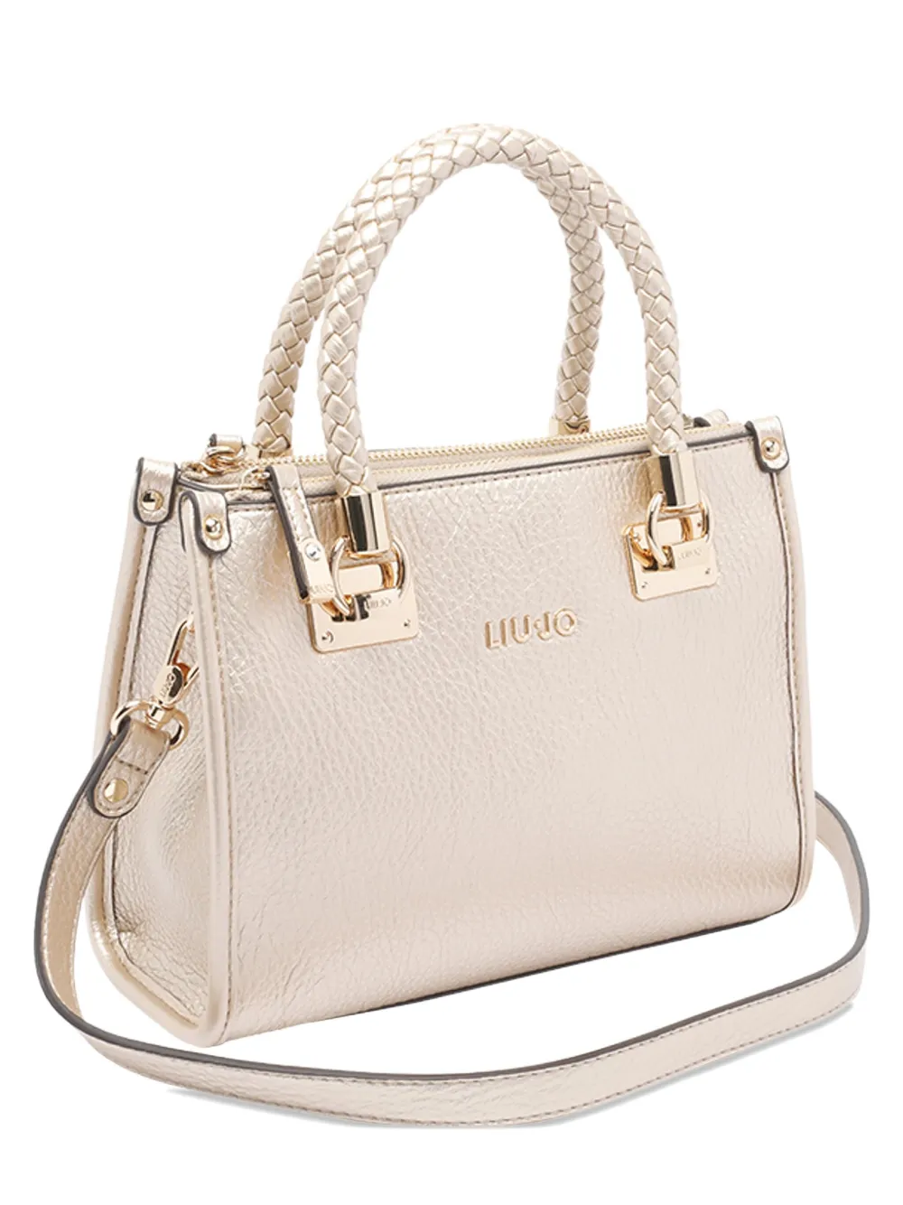 Liu •jo Logo-plaque Tote Bag In Gold