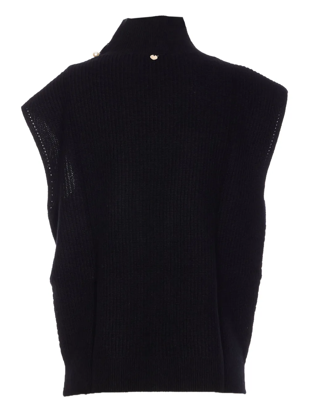 Liu •jo Pearl-embellished High-neck Vest In Black