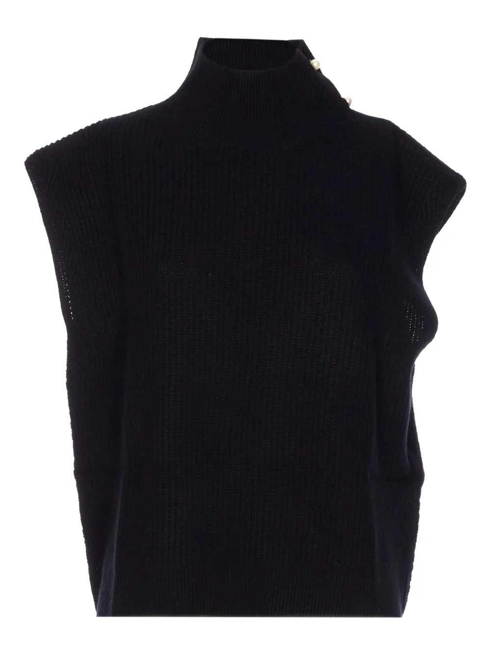 Liu •jo Pearl-embellished High-neck Vest In Black