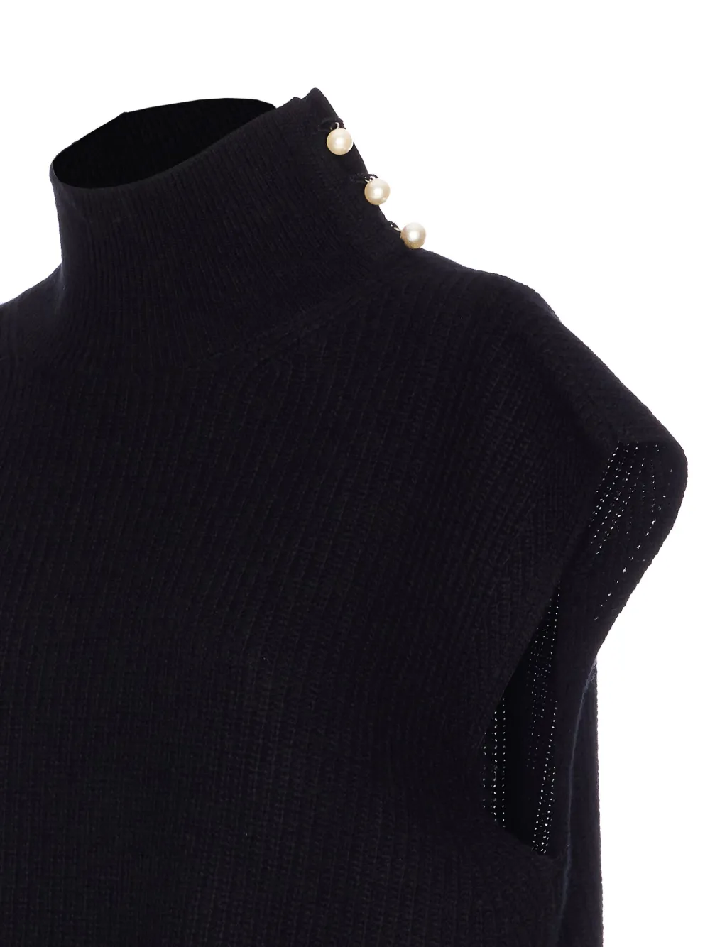Liu •jo Pearl-embellished High-neck Vest In Black