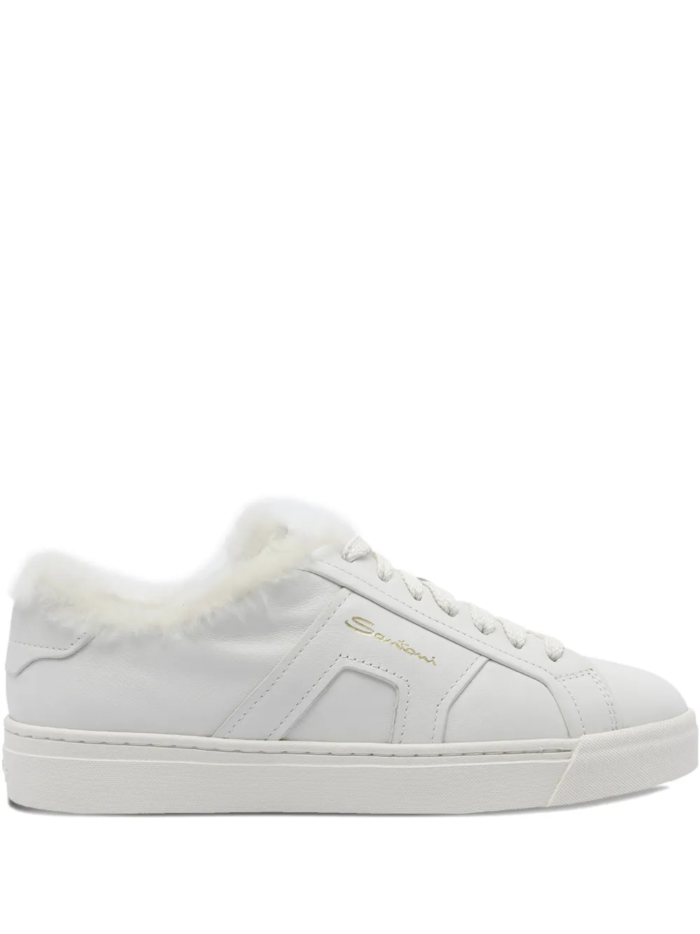 Santoni faux-fur leather sneakers White