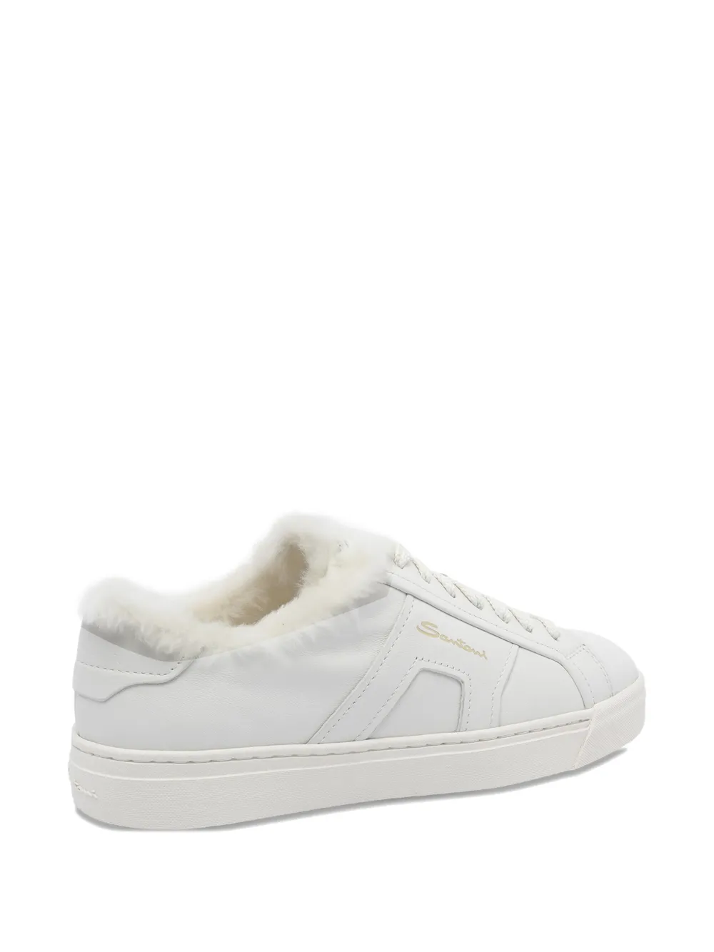 Santoni faux-fur leather sneakers White