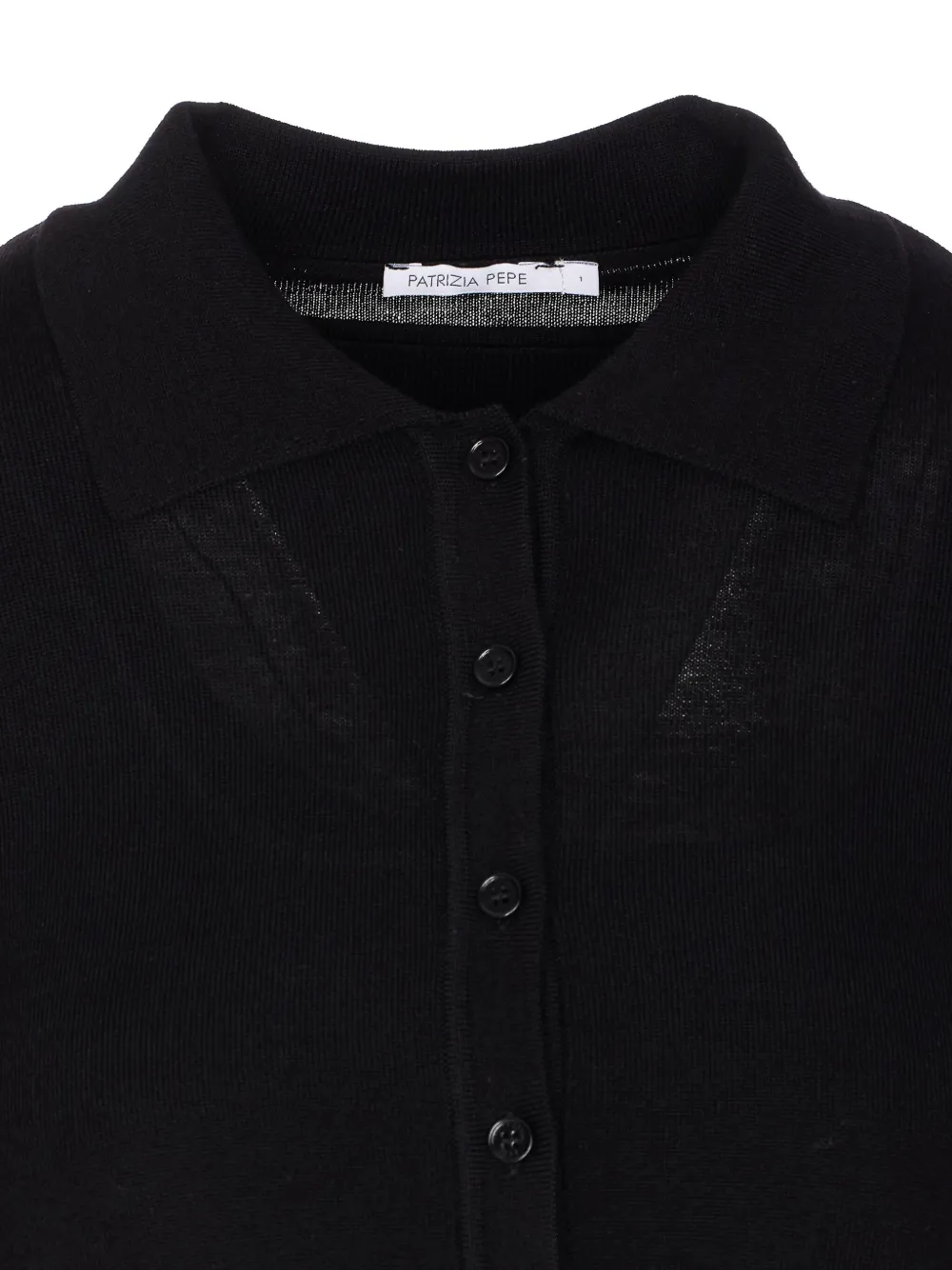 Patrizia Pepe Wool Sweater With Buttons And Internal Top In Black