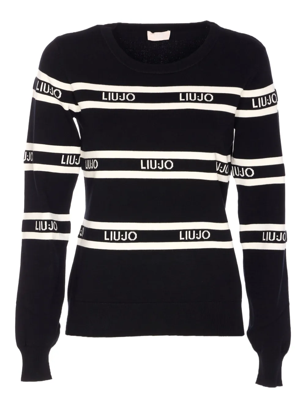 Liu •jo Logo-stripe Crew-neck Sweater In Multi