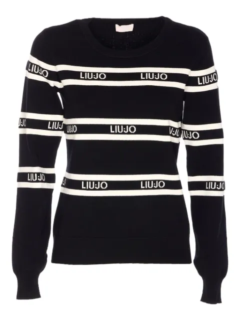 LIU JO logo-stripe crew-neck sweater