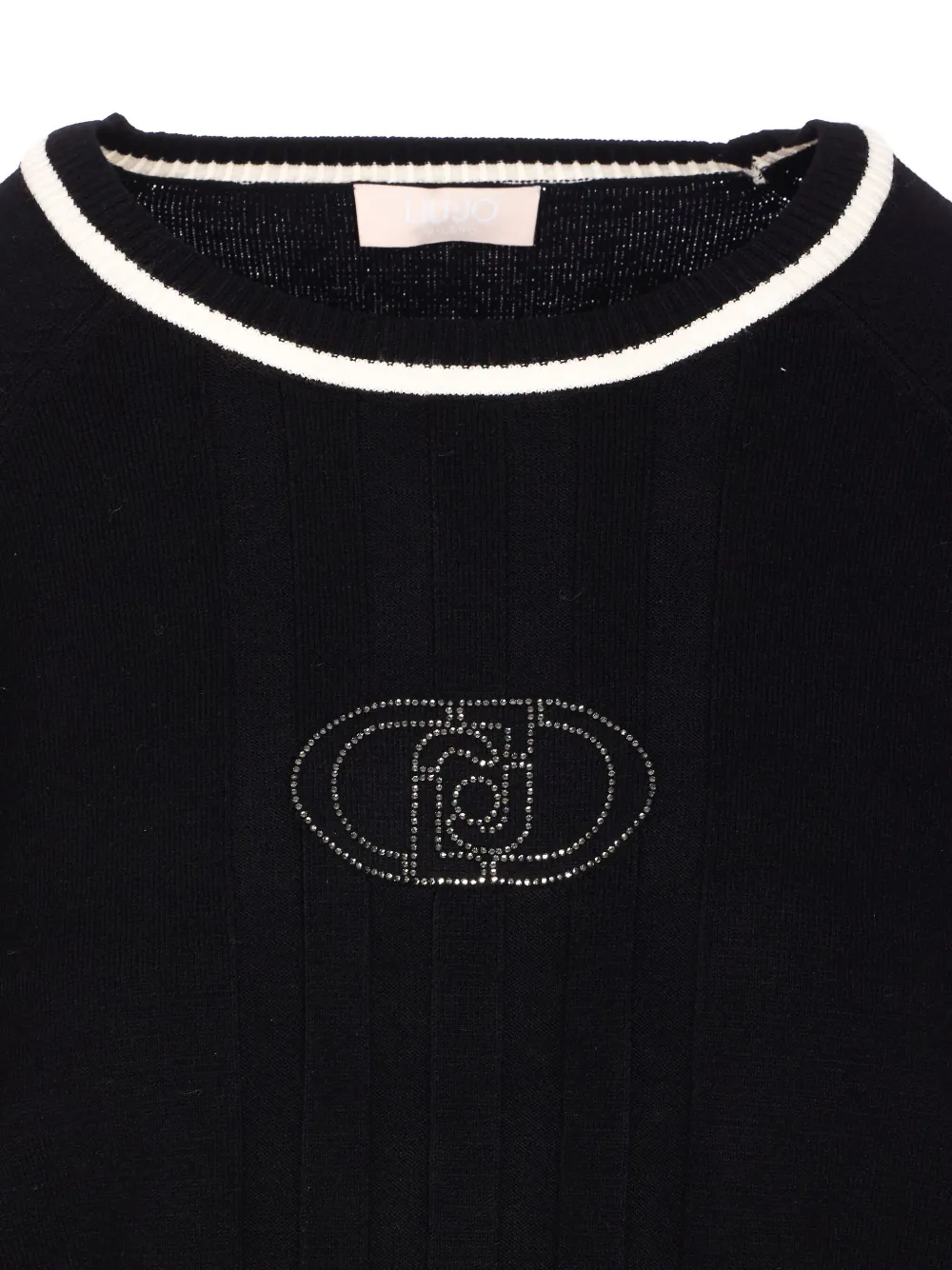 Liu •jo Crystal-embellished Crew-neck Sweatshirt In Black