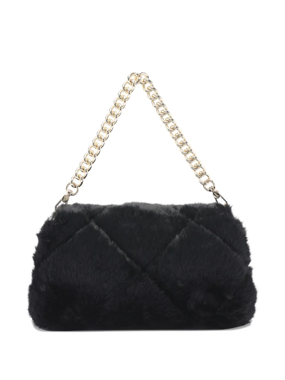 Liu •jo Small Quilted Faux-fur Shoulder Bag In Black