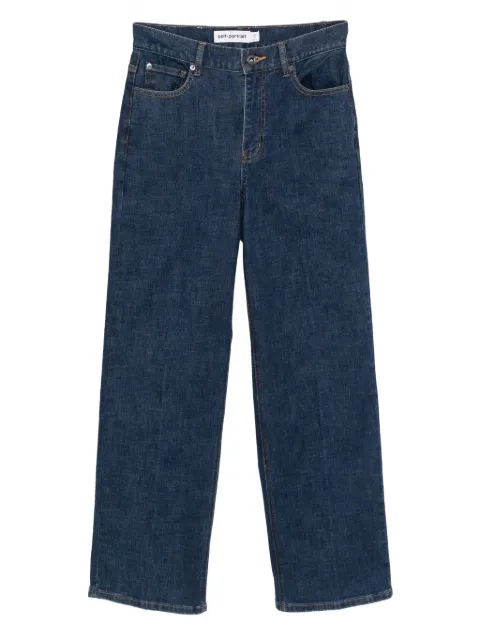 Self-Portrait logo-patch straight-leg jeans