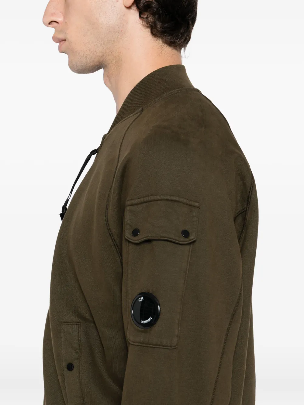 C.p. Company Fleece Bomber Jacket In Green