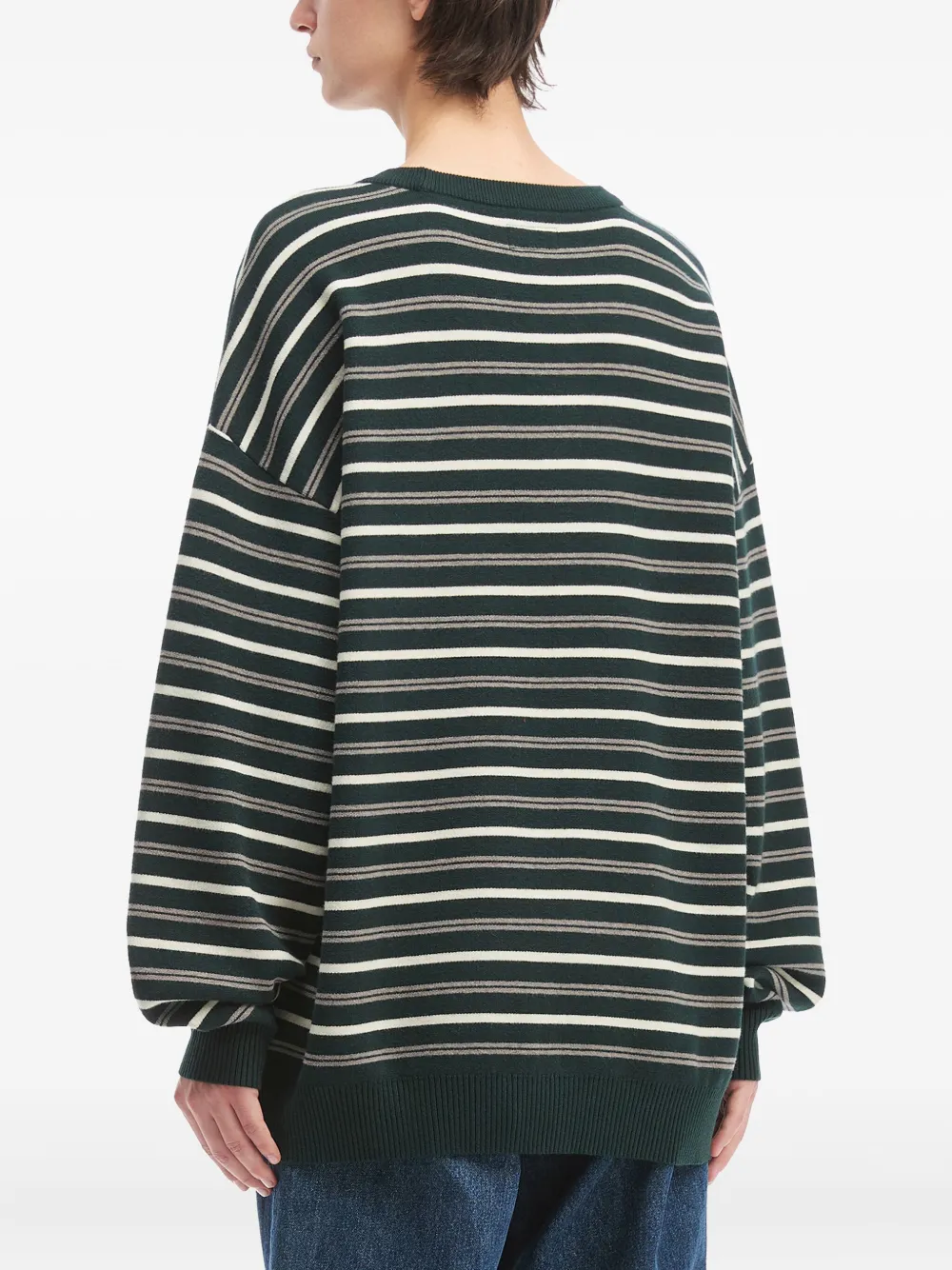 Izzue Striped Crew-neck Sweater In Green