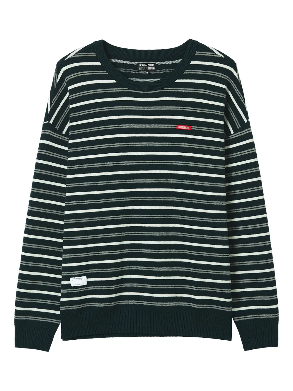 Izzue Striped Crew-neck Sweater In Green
