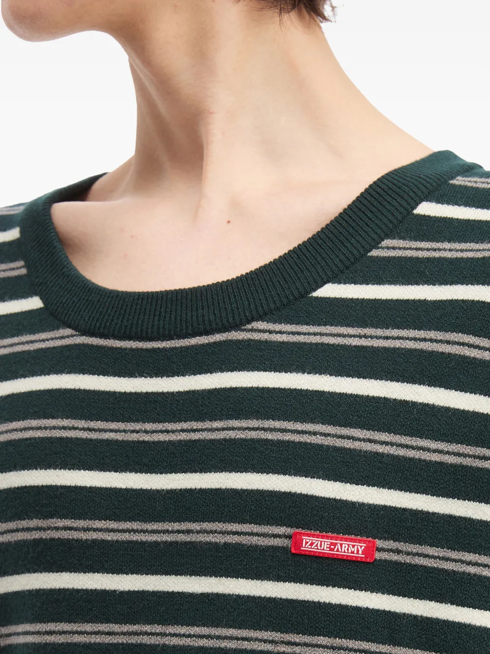 Izzue Striped Crew-neck Sweater In Green