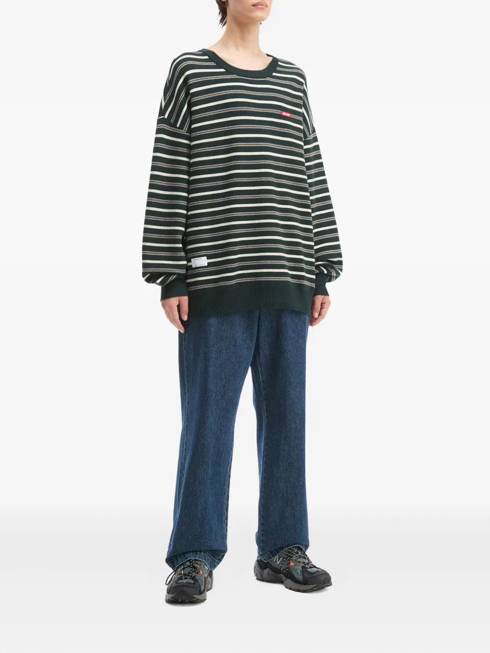 Izzue striped crew-neck sweater - Groen