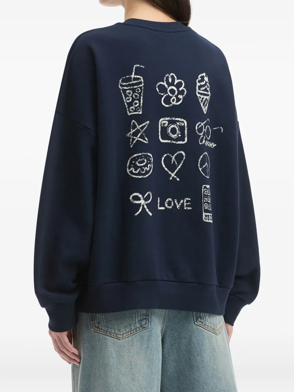 CHOCOOLATE Sweater verfraaid met bloemen Blauw
