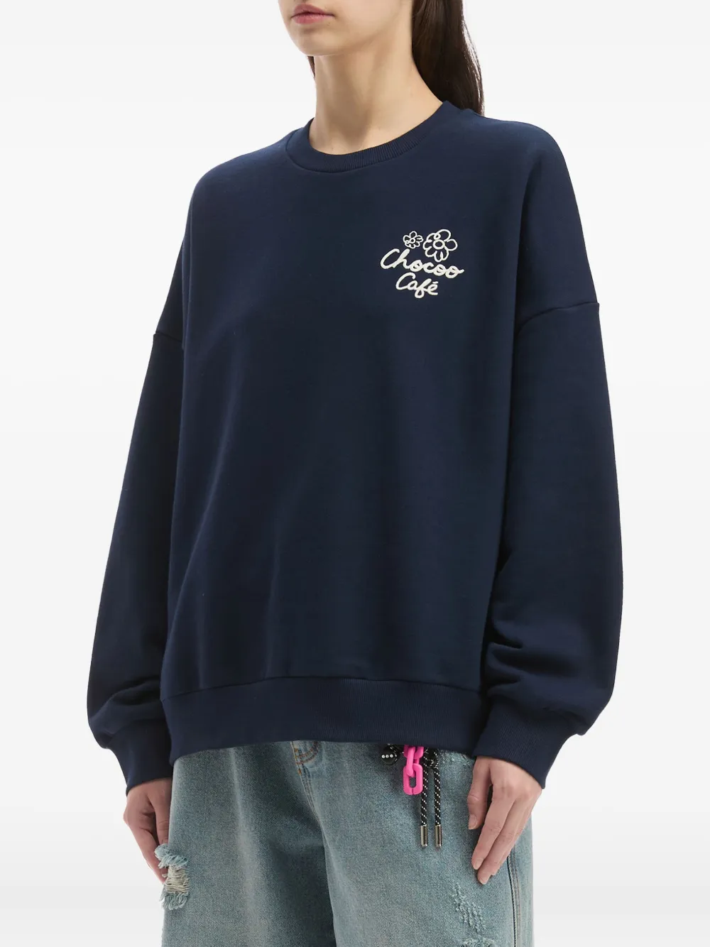 CHOCOOLATE Sweater verfraaid met bloemen Blauw