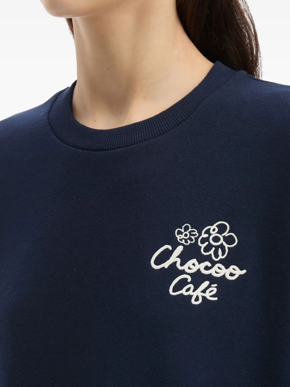 CHOCOOLATE Sweater verfraaid met bloemen Blauw