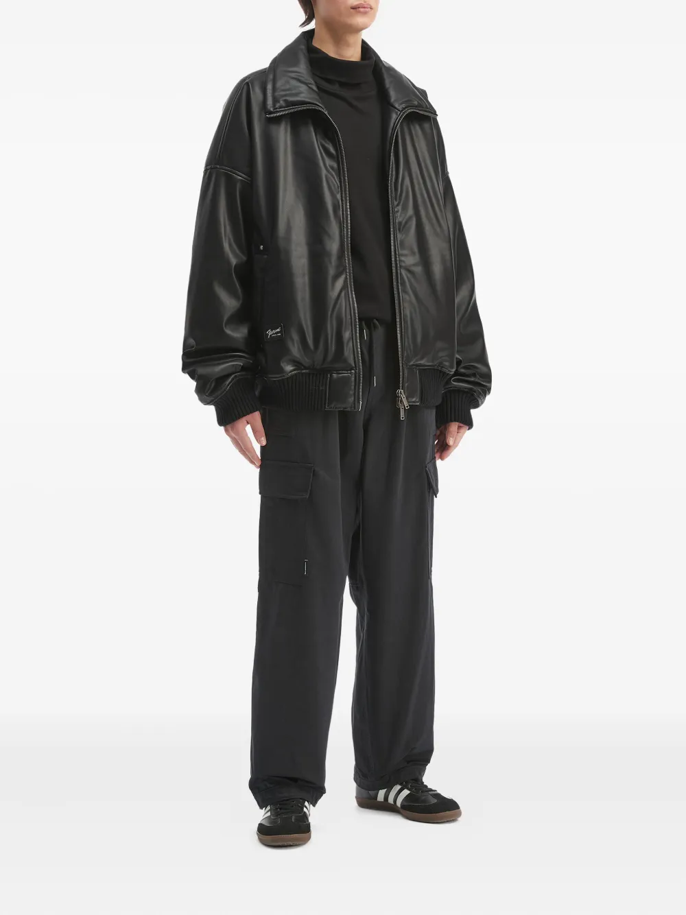 Five Cm High-neck Ribbed-cuff Jacket In Black