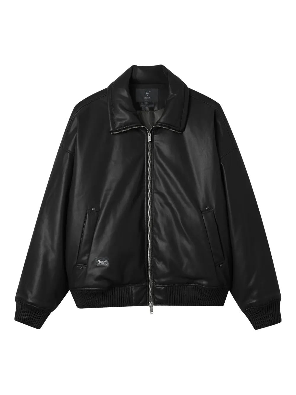 Five Cm High-neck Ribbed-cuff Jacket In Black