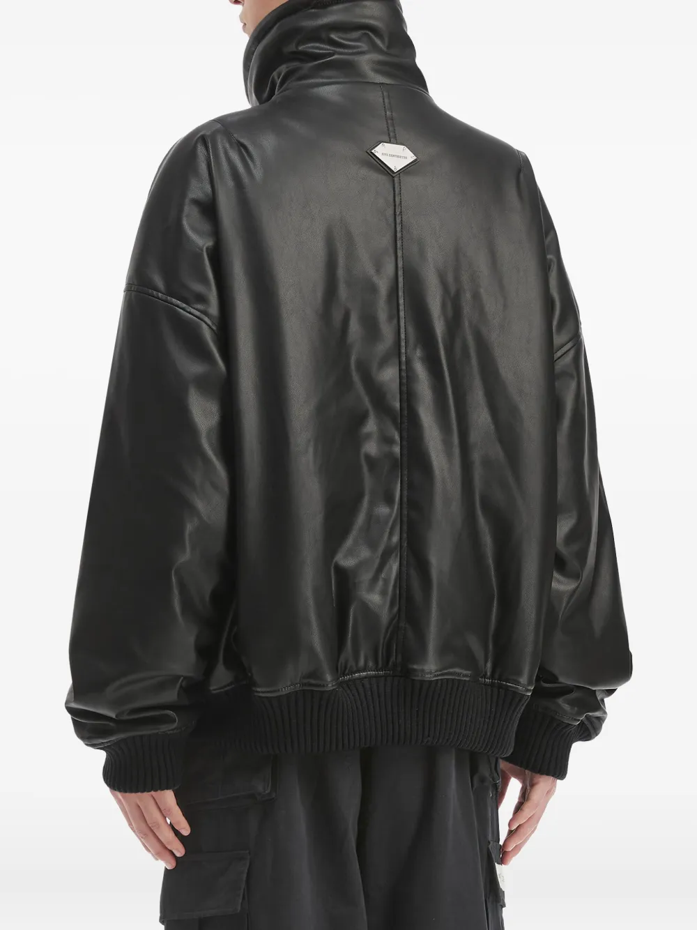 Five Cm High-neck Ribbed-cuff Jacket In Black