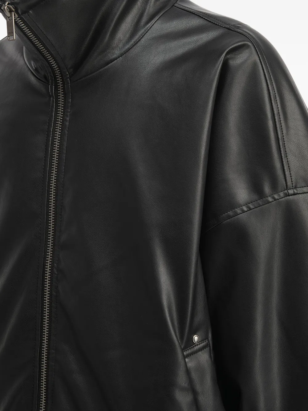 Five Cm High-neck Ribbed-cuff Jacket In Black