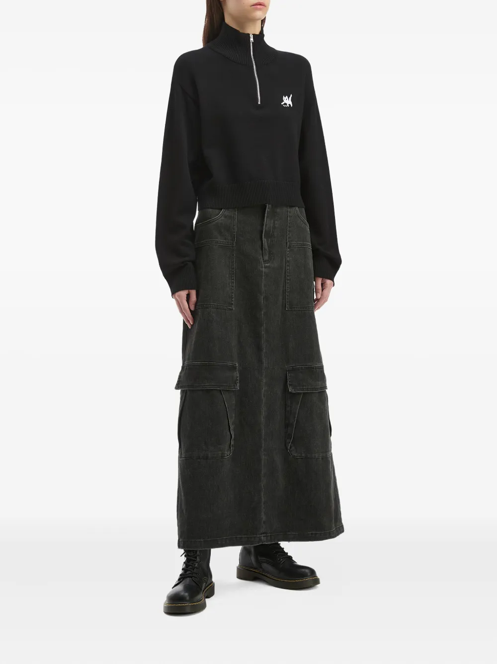 izzue embroidered half-zip sweater | Knitted Sweaters | Image 2