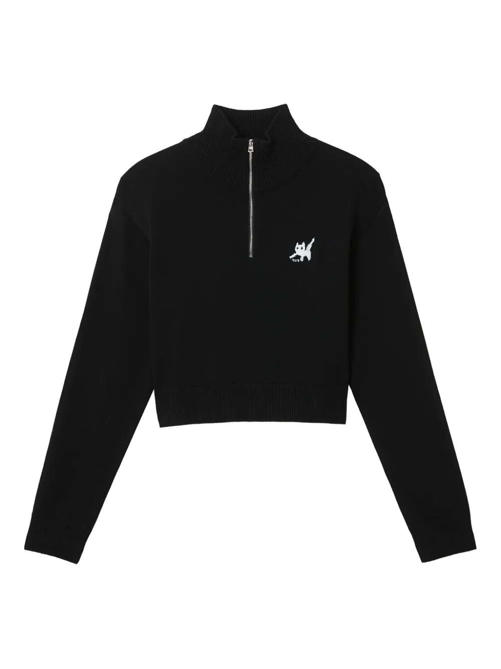 izzue embroidered half-zip sweater | Black | Image 1