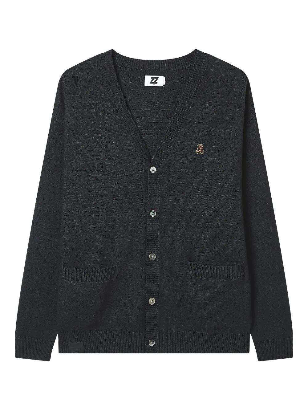Izzue Buttoned Bear-emblem Cardigan In Black