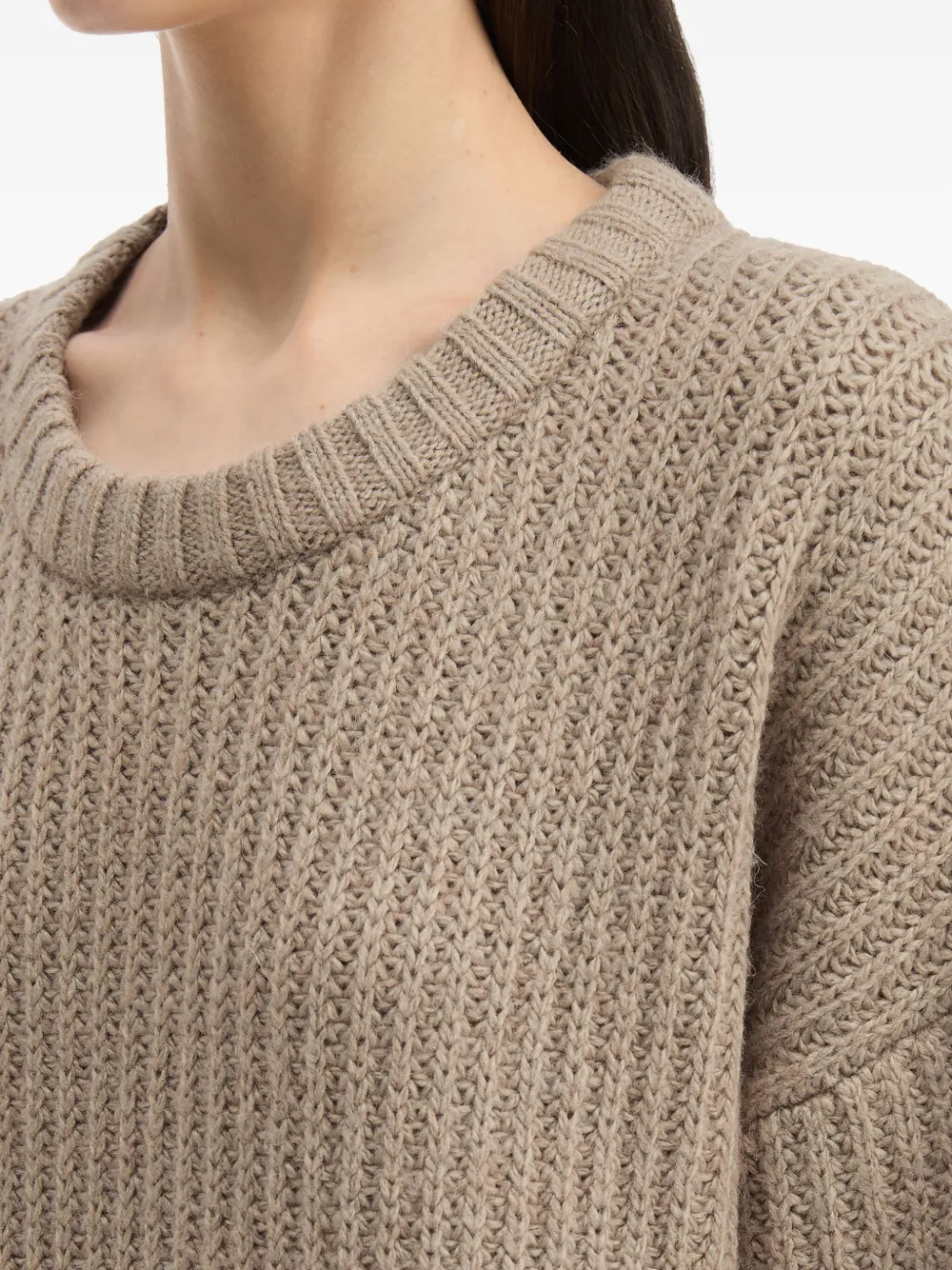 Izzue Distressed Ribbed Knit Sweater In Brown