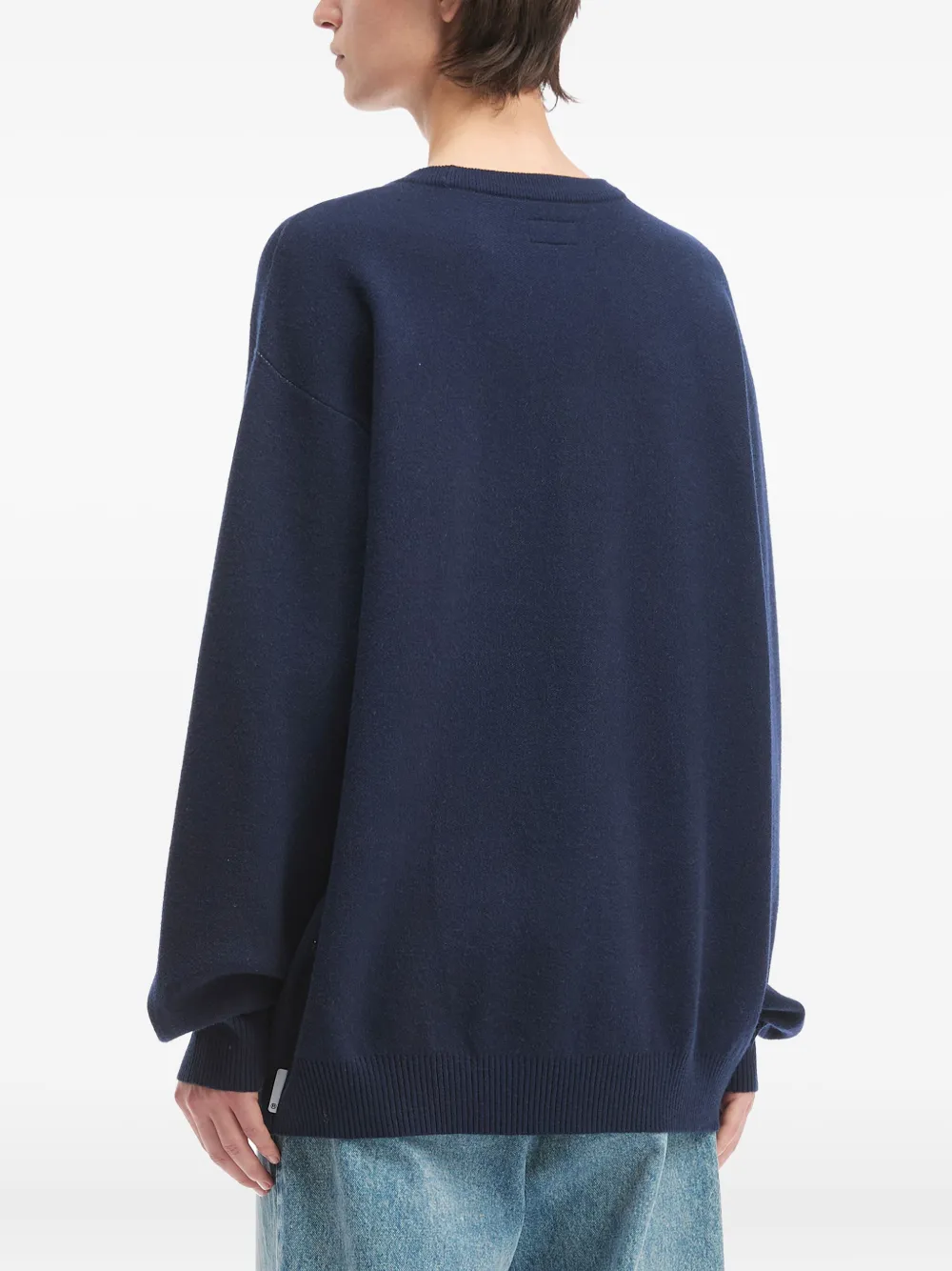 izzue Trui met ronde hals en vossenapplicatie Blauw