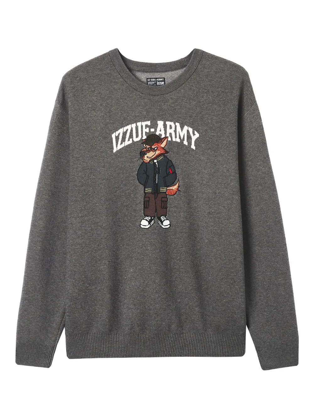 Izzue Fox-appliqué Crew-neck Sweater In Gray