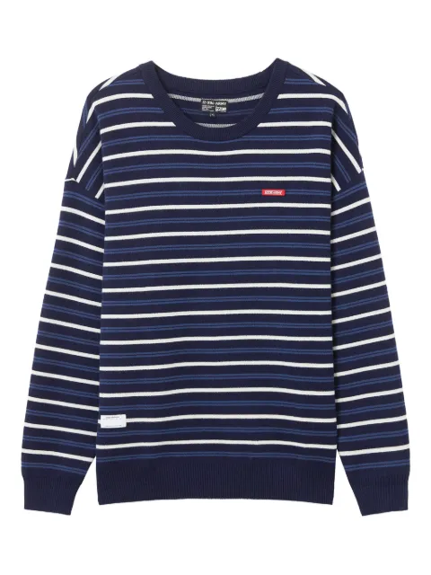 izzue striped logo-patch sweater