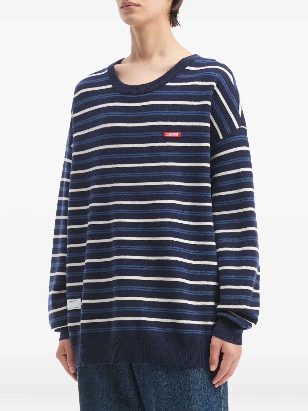 Izzue Striped Logo-patch Sweater In Blue