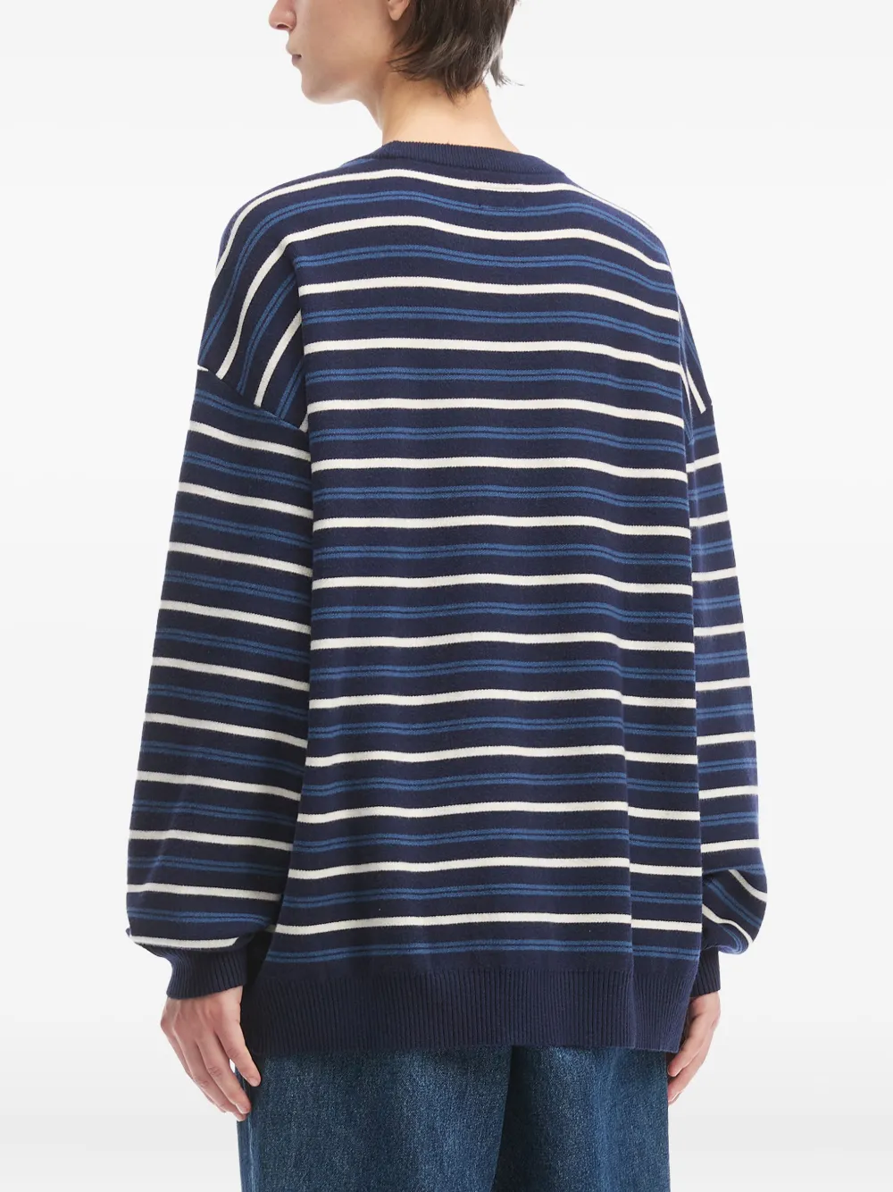 Izzue Striped Logo-patch Sweater In Blue