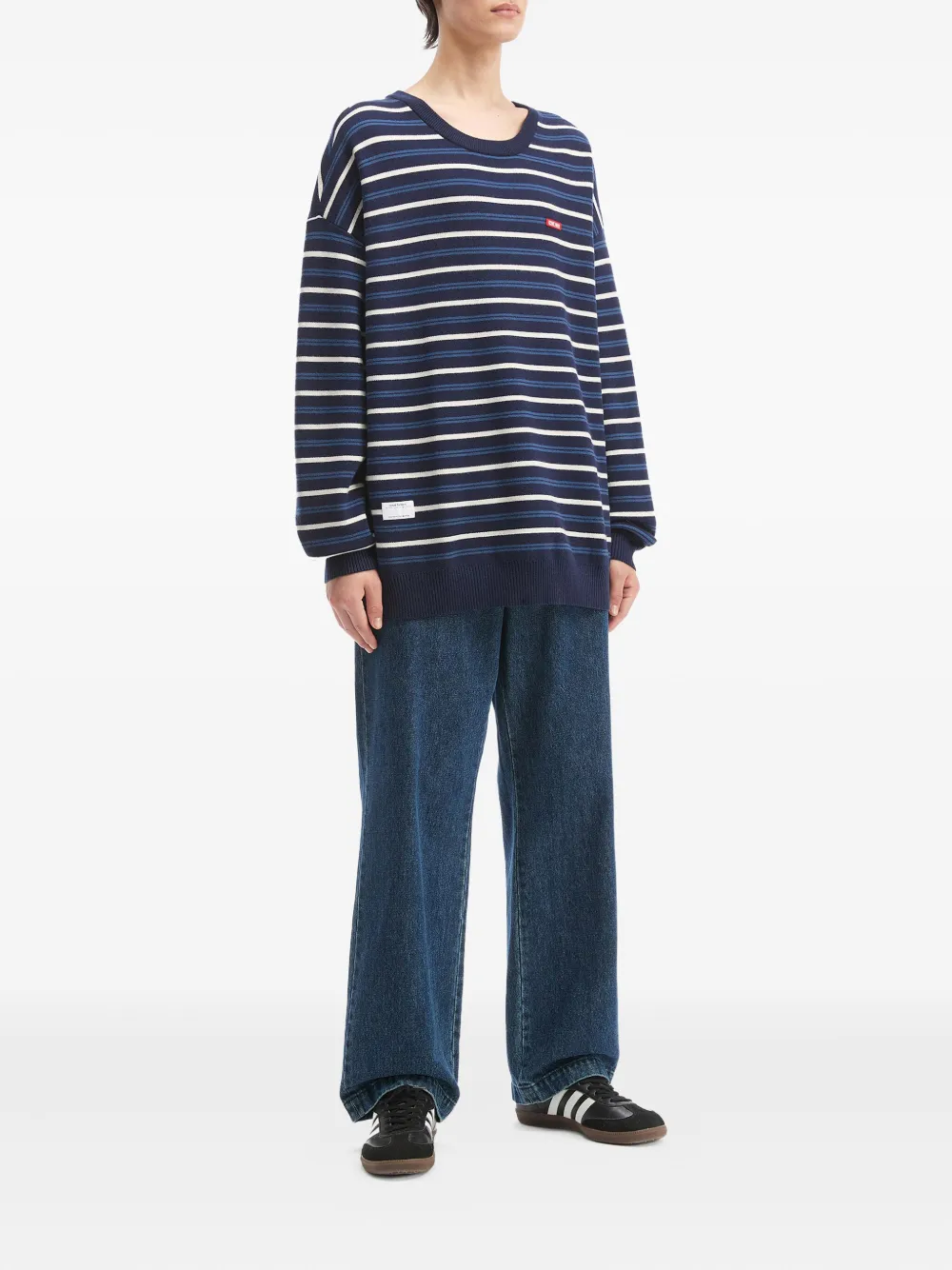 Izzue striped logo-patch sweater - Blauw
